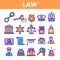 Law and Order Linear Vector Icons Set