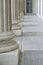 Law and order pillars outside a courthouse