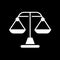 Law scale solid icon. Balance vector illustration isolated on black. Justice glyph style design, designed for web and