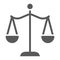 Law scales glyph icon, justice and law, balance sign, vector graphics, a solid pattern on a white background.