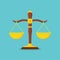 Law scales libra icon in a flat design. Justice balance. Vector illustration