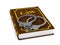 lawbook and handcuffs on white background. Isolated 3D illustration