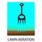 Lawn aeration. Process of lawn aeration. Aerator. Gardening grass lawn care, landscaping service. Vector illustration