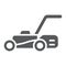 Lawn mover glyph icon, equipment and garden, cutter sign, vector graphics, a solid pattern on a white background.