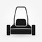 Lawn mower icon. Lawnmower front view silhouette. Lawn mowing logo. Grass care machine. Vector illustration.