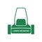 Lawn mower icon. Lawnmower front view silhouette. Lawn mowing logo. Grass care machine. Vector illustration.