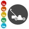 Lawn mower icons set vector illustration