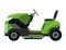 Lawn mower machine in green color. Trimming, pruning and cutting grass electric or petrol mower work tool for garden