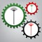 Lawn rake sign. Vector. Three connected gears with icons at gray