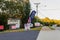 LAWRENCEVILLE, UNITED STATES - Nov 03, 2020: Campaign signs along the side of the road near a polling location in Gwinnett County