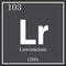 Lawrencium chemical element, dark square symbol