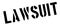 Lawsuit black rubber stamp on white