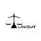 Lawsuit icon, Justice scale sign, Law logo