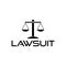 Lawsuit icon, Justice scale sign, Law logo