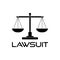 Lawsuit icon, Justice scale sign, Law logo