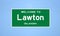 Lawton, Oklahoma city limit sign. Town sign from the USA.