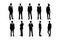 Lawyer Boys silhouette collection. Male lawyers and counselors with anonymous faces. Men lawyers wearing suits and standing