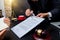 Lawyer Detail of a judge sitting at his desk