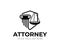 Lawyer firm logo design. Pillar, scales of justice and shield vector design