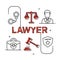 Lawyer flat outline design illustration free for commercial use