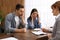 Lawyer having meeting with young couple