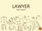 Lawyer. Legal support banner vector illustration