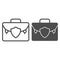 Lawyer portfolio line and glyph icon. Suitcase vector illustration isolated on white. Briefcase outline style design