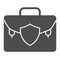 Lawyer portfolio solid icon. Suitcase vector illustration isolated on white. Briefcase glyph style design, designed for