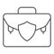 Lawyer portfolio thin line icon. Suitcase vector illustration isolated on white. Briefcase outline style design