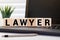 lawyer word abstract in vintage letterpress wood type printing blocks