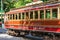 Laxey, Isle of Man, June 15, 2019. The Manx Electric Railway is an electric interurban tramway connecting Douglas, Laxey and