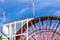 The Laxey Wheel also known as Lady Isabella is built into the hillside above the village of Laxey in the Isle of Man. It is the