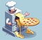 lay flat melted mozzarella cheese tomato and basil pizza ready to eat illustration