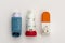 Lay flat of three Asthma Inhalers used to treat the condition