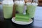 Layer green tea cake and various ice green tea