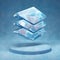 Layer Group icon. Cracked blue Ice Layer Group symbol on blue snow podium