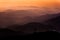 Layer mountains in the evening in the tropical rainforest