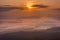 Layer of mountains in the mist at sunrise time at Phu Kradueng National Park.