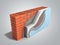 Layered brick wall thermal insulation concept 3d render on grey gradient background