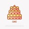 Layered cake thin line icon, wedding dessert.