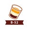 Layered cocktail B-52 from three liqueurs alcoholic drink on white