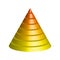 Layered cone. 3D conical pyramid of 8 multicolored layers. Vector illustration
