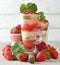 Layered dessert with strawberries