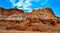 Layered geological formations of red rocks in Canyonlands National Park is in Utah near Moab