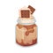 Layered Ice Cream Poured in Glass Jar with Caramel and Biscuit Topping Vector Illustration