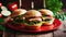 Layered Illusions- Photorealistic Hamburgers On A Red Plate