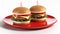 Layered Illusions- Photorealistic Hamburgers On A Red Plate