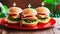 Layered Illusions- Photorealistic Hamburgers On A Red Plate