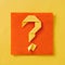 Layered orange and yellow background with origami question mark