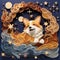 Layered Paper Corgi In The Stars: Art Print With 3d Relief